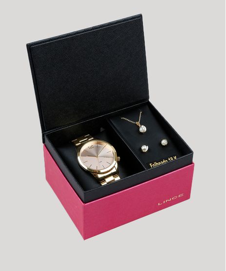 Kit-de-Relogio-Analogico-Lince-Feminino---Brinco---Colar---LRGJ079L-KD84R2KX-Dourado-9400812-Dourado_1