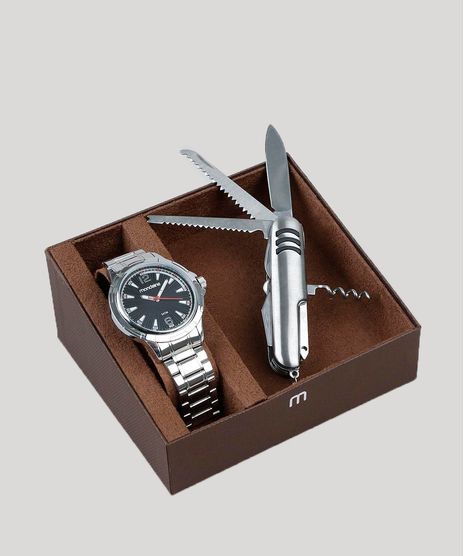 Kit-de-Relogio-Analogico-Mondaine-Masculino---Canivete---83452G0MVNE1KA-Prateado-9398573-Prateado_1