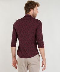 Camisa-Masculina-Slim-Estampada-de-Folhagem-Manga-Longa-Vinho-9253700-Vinho_2