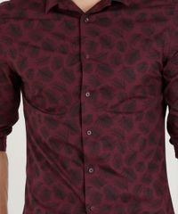 Camisa-Masculina-Slim-Estampada-de-Folhagem-Manga-Longa-Vinho-9253700-Vinho_4