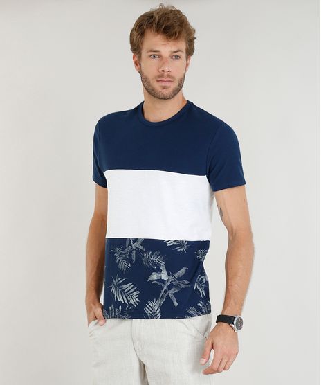 Camiseta-Masculina-com-Estampa-de-Folhagem-e-Recorte-Manga-Curta-Gola-Careca-Azul-Marinho-9410908-Azul_Marinho_1