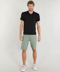 Polo-Masculina-Slim-Fit-Estampada-Mini-Print-Manga-Curta--Preta-9328896-Preto_3