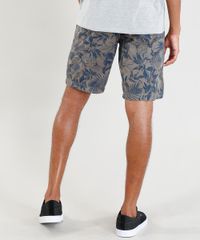 Bermuda-de-Sarja-Masculina-Estampada-de-Folhagem-Verde-Escuro-9403083-Verde_Escuro_4