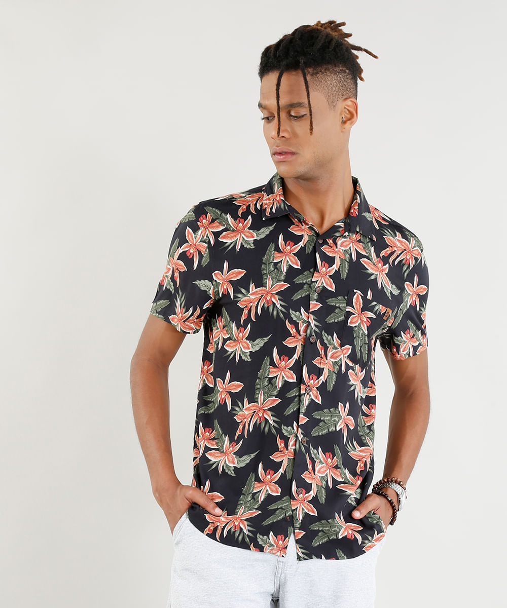 blusa masculina estampada floral