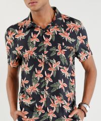 Camisa-Masculina-Estampada-Floral-Manga-Curta-Preta-9395736-Preto_4