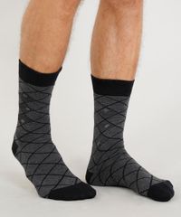 Meia-Masculina-Cano-Alto-Lupo-Estampada-Xadrez-Preta-9448747-Preto_3