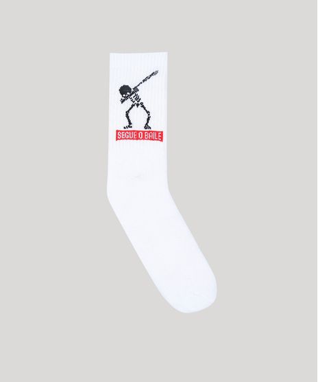 Meia-Masculina-Cano-Alto-Divertida--Segue-o-Baile--com-Caveira-Branca-9437025-Branco_1