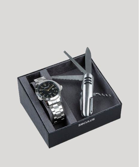 Kit-de-Relogio-Analogico-Seculus-Masculino---Canivete---28985G0SVNA1K-Prateado-9399525-Prateado_1