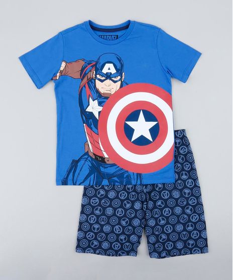 Pijama-Infantil-Capitao-America-Manga-Curta-Azul-9341831-Azul_1