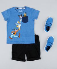 Camiseta-Infantil-Turma-do-Mickey-com-Bolso-Manga-Curta-Gola-Careca-Azul-9427329-Azul_3