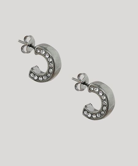 Brinco-Feminino-de-Argola-com-Strass-Grafite-9289536-Grafite_1
