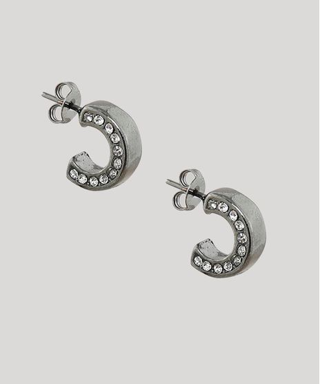 Brinco-Feminino-de-Argola-com-Strass-Grafite-9289536-Grafite_1