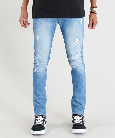 calça masculina com rasgos