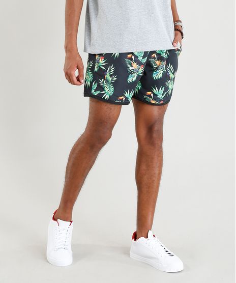 Short-Masculino-Dupla-Face-Estampado-de-Passaros-com-Bolsos-Preto-9403642-Preto_1