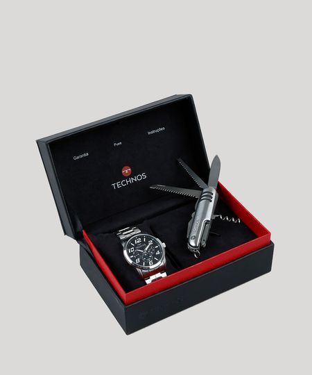 Kit-de-Relogio-Analogico-Technos-Masculino---Canivete---6P29AFTK1P-Prateado-9170799-Prateado_1