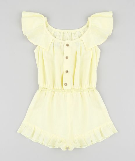 Macaquinho-Infantil-em-Linho-com-Cinto-Trancado-Amarelo-Claro-9174598-Amarelo_Claro_1