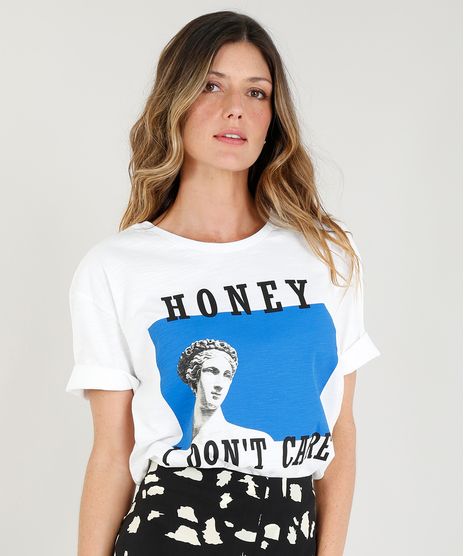 T-Shirt-Feminina-Mindset-Manga-Curta--Honey-I-Don-t-Care--Branca-9470829-Branco_1