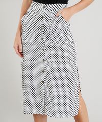 Saia-Feminina-Midi-Estampada-de-Poa-com-Fendas-Branca-9247472-Branco_4