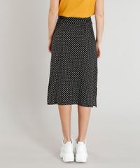 Saia-Feminina-Midi-Estampada-de-Poa-com-Fendas-Preta-9247472-Preto_2