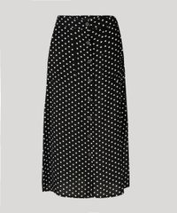 Saia-Feminina-Midi-Estampada-de-Poa-com-Fendas-Preta-9247472-Preto_5