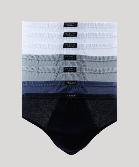 Kit de 7 Cuecas Masculinas Slip Multicor Menor preço em Kit de 7 Cuecas Masculinas Slip Multicor