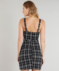 Vestido-Feminino-Curto-Xadrez-com-Bolso-Alca-Media-Preto-9436136-Preto_2