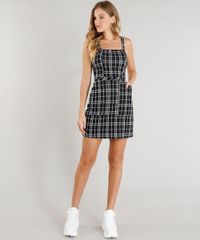 Vestido-Feminino-Curto-Xadrez-com-Bolso-Alca-Media-Preto-9436136-Preto_3