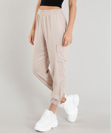 Calca-Feminina-Cargo-Jogger-com-Elastico-na-Barra-Kaki-9394738-Kaki_1