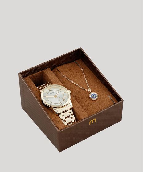Kit-de-Relogio-Analogico-Mondaine-Feminino---Colar---99126LPMVDE1K1-Dourado-9474744-Dourado_1