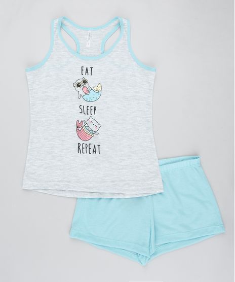 Pijama-Infantil-Gato-Sereia-Regata-Cinza-Mescla-Claro-9405735-Cinza_Mescla_Claro_1