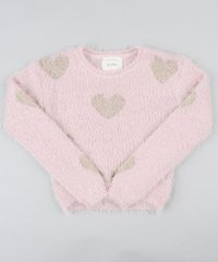 Sueter-Infantil-em-Trico-Felpudo-com-Coracoes-Decote-Redondo-Rosa-Claro-9347623-Rosa_Claro_1
