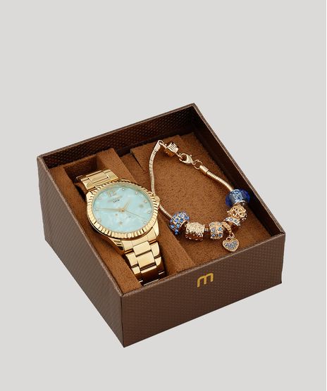 Kit-de-Relogio-Analogico-Mondaine-Feminino---Pulseira---99129LPMKDE1K2-Dourado-9474753-Dourado_1