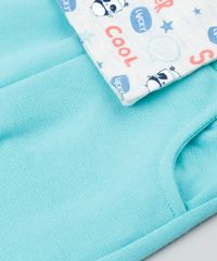Conjunto-Infantil-de-Camiseta-Estampada-de-Panda-Manga-Curta-Cinza-Mescla-Claro---Calca-em-Moletom---Babador-Verde-Claro-9205073-Verde_Claro_4