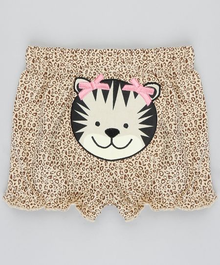 Short-Infantil-Onca-Estampado-Animal-Print-com-Babado-Bege-9188409-Bege_1