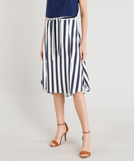 Saia-Midi-Feminina-com-Fenda-e-Faixa-para-Amarrar-Listrada-Branca-9307602-Branco_1