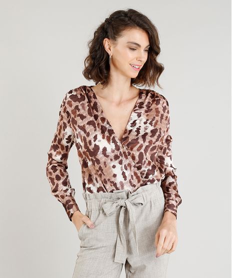 Body-Feminino-Bluse-Acetinado-Estampado-Animal-Print-Manga-Longa-Decote-V-Marrom-9407154-Marrom_1
