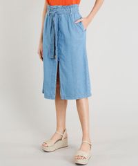 Saia-Clochard-Jeans-Feminina-Midi-com-Botoes-e-Fenda-Azul-Claro-9458586-Azul_Claro_1