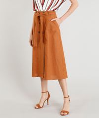 Saia-Midi-Feminina-em-Linho-com-Botoes-e-Faixa-de-Amarrar-Caramelo-9365609-Caramelo_1