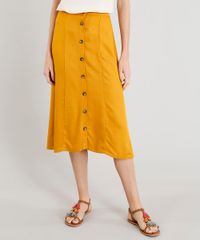 Saia-Midi-Feminina-com-Botoes-Naturais-Mostarda-9271812-Mostarda_1