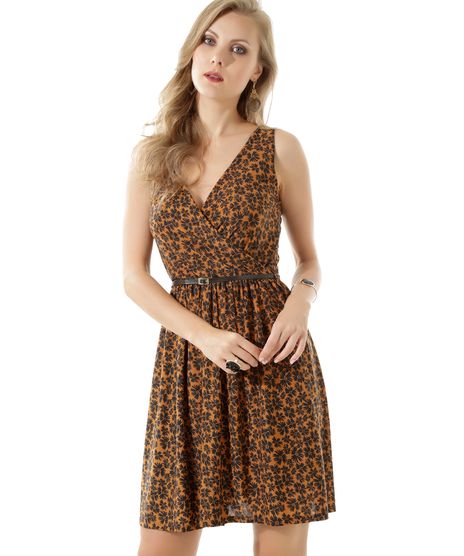 Vestido-Floral-com-Cinto-Caramelo-8410832-Caramelo_1