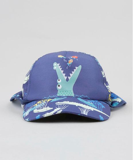 Bone-Infantil-Aba-Curva-Estampado-de-Jacare-com-Protecao-UV50--Azul-Marinho-9439317-Azul_Marinho_1
