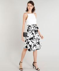 Saia-Midi-Feminina-Estampado-de-Folhas-com-Faixa-de-Amarrar-Preta-9298239-Preto_3