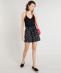 Short-Clochard-Feminino-Estampado-de-Poa-com-Amarracao-Preto-9465521-Preto_3