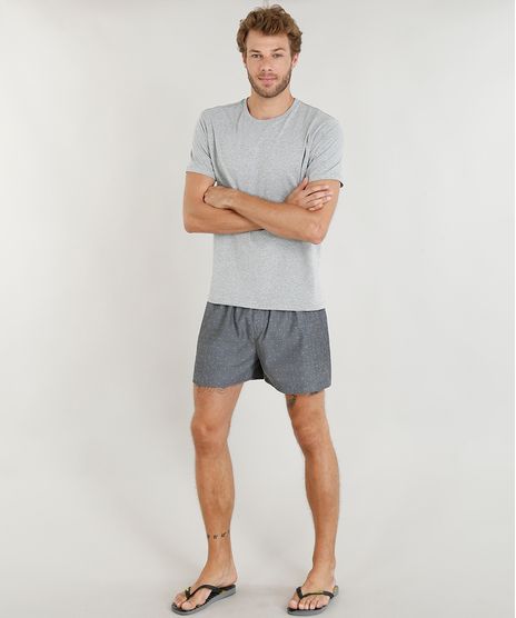 Pijama-Masculino-com-Camiseta-Manga-Curta---Samba-Cancao-Estampada-Cinza-Mescla-9395532-Cinza_Mescla_1