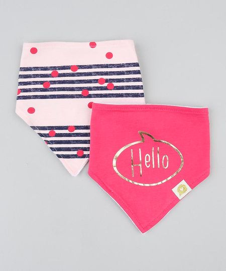 Kit de 2 Babadores Infantis Rosa - Único Menor preço em Kit de 2 Babadores Infantis Rosa - Único