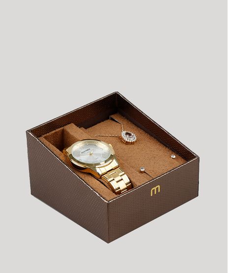 Kit-de-Relogio-Analogico-Mondaine-Feminino---Colar---Brinco---83341LPMVDE1KD-Dourado-9398528-Dourado_1