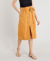 Saia-Clochard-Feminina-Midi-com-Botoes-e-Fenda-Mostarda-9458585-Mostarda_1