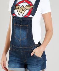 Jardineira-Jeans-Feminina-com-Puidos-e-Barra-Dobrada-Azul-Escuro-9346377-Azul_Escuro_4
