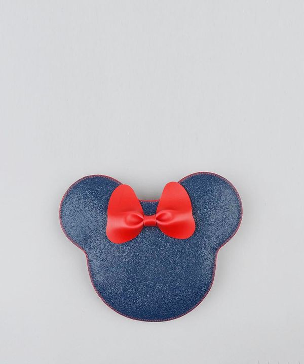 Bolsa Infantil Minnie com Brilho e Laço Azul Marinho Único