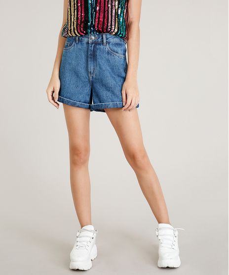 Short-Jeans-Vintage-Feminino-Mindset-com-Barra-Dobrada-Azul-Medio-9391052-Azul_Medio_1
